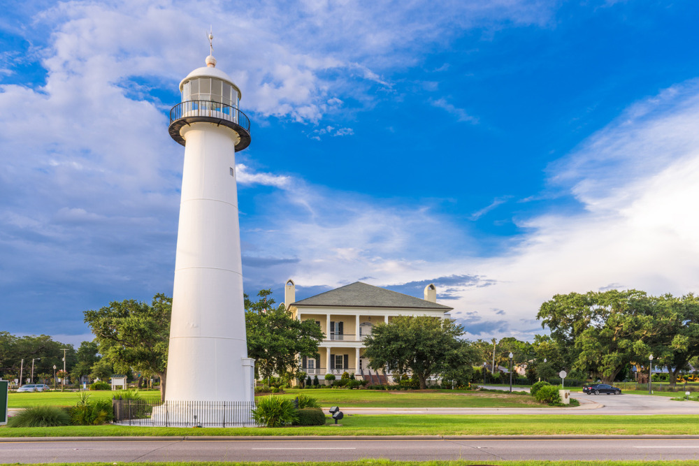 The lighthouse and Visitor Center in Biloxi, MS. Biloxi is one of the best places to live in Mississippi.