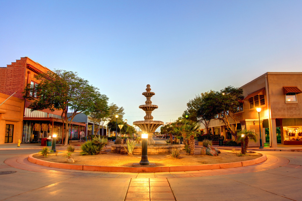 An image of the town square in Yuma, AZ, one of the best places to live in Arizona.