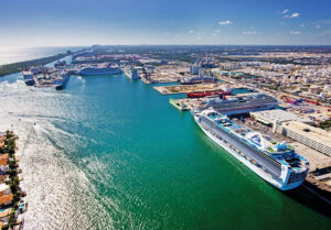 Cruise ships at Port Everglades in Fort Lauderdale, FL