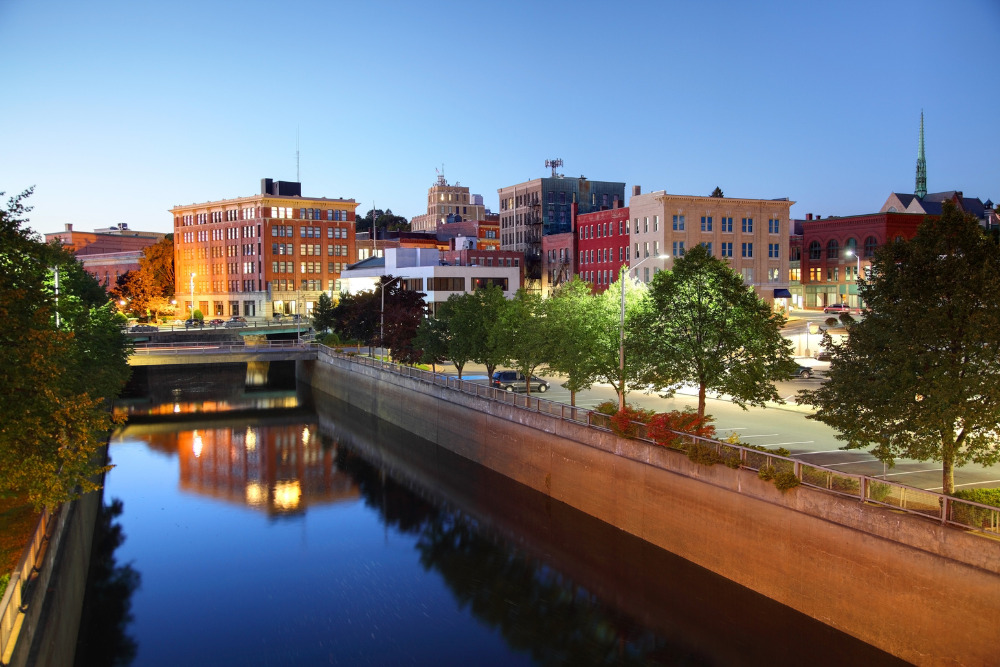 A view of downtown Bangor, ME. Bangor is one of the best cities to live in Maine.