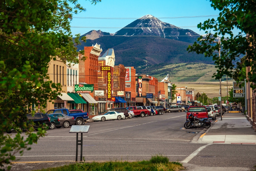 The historic centre of Livingston, MT, is near Yellowstone National Park.
