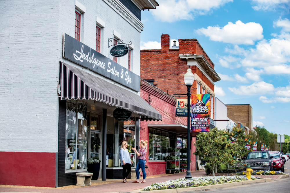 A view of the downtown scenes in Prattville, AL.