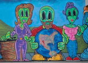 Alien-themed art in downtown Roswell, NM