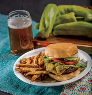Green chiles go well with anything, including a delicious cheeseburger.