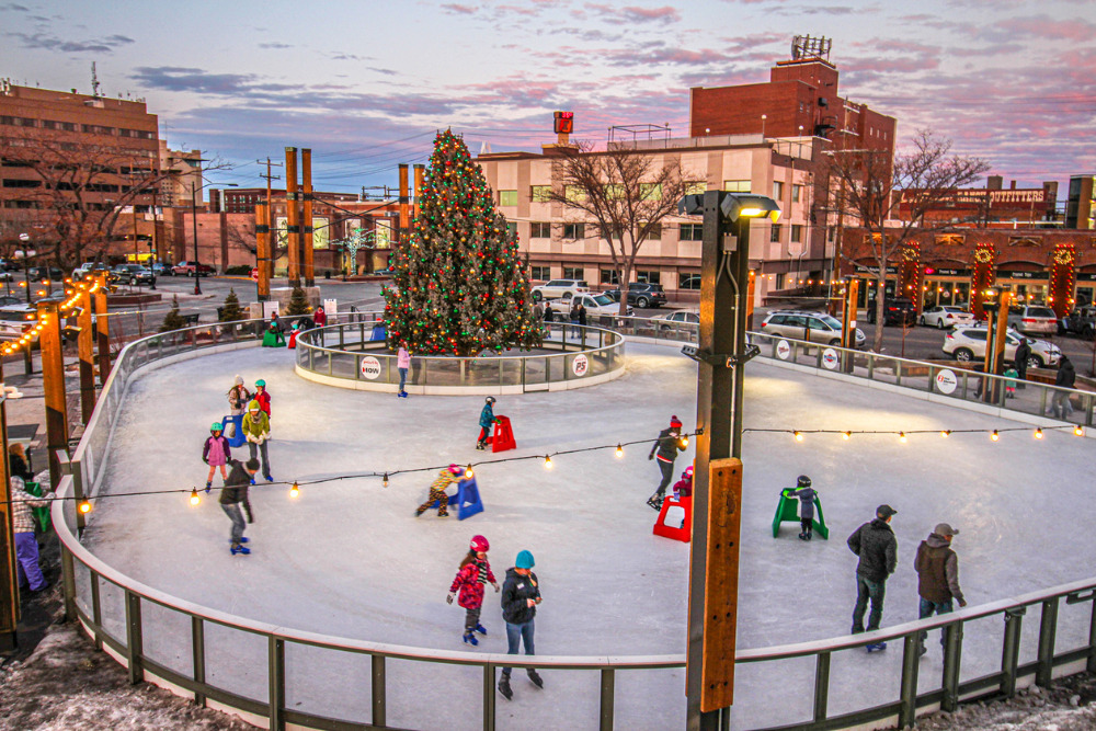 A downtown ice skating rink is all the range during Christmas time in Casper, WY. Casper is a best place to live in Wyoming.