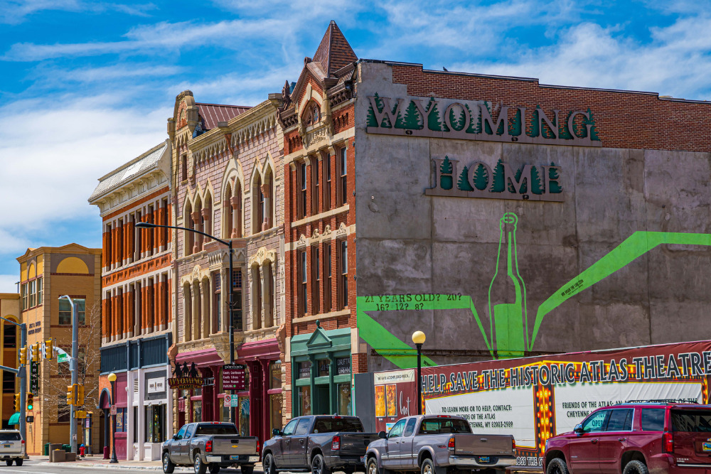 An image of the downtown scene in Cheyenne, WY. Cheyenne is a great place to live in Wyoming.