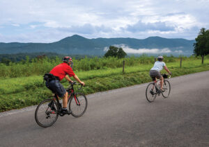 Biking with beautiful mountains in the backdrop in Blount County, TN