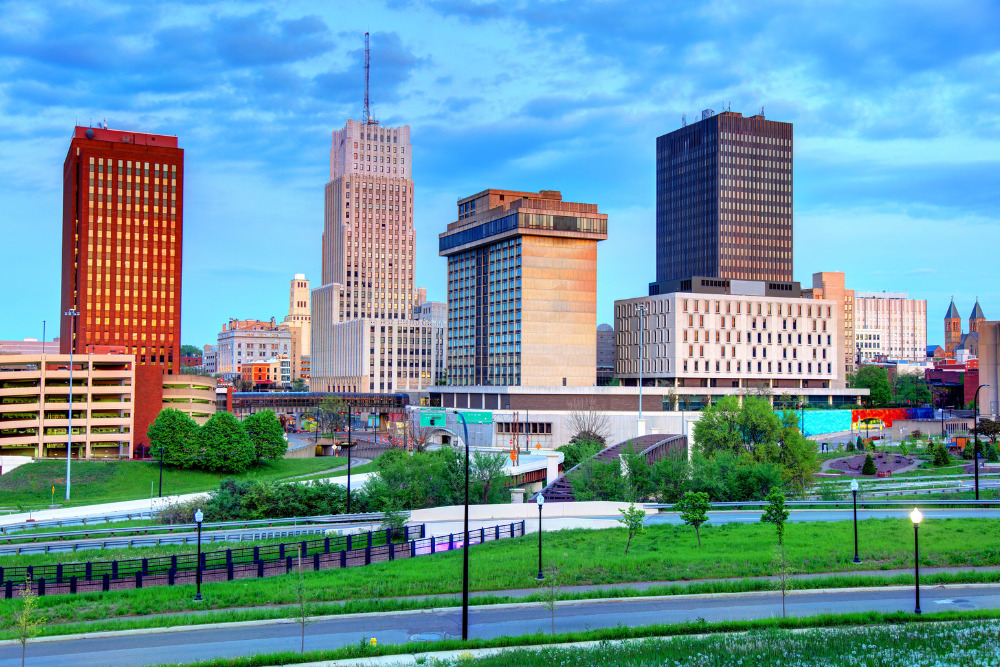 A view of downtown Akron, OH, the fifth-largest city in Ohio. Akron is one of the best cities to live in Ohio. 