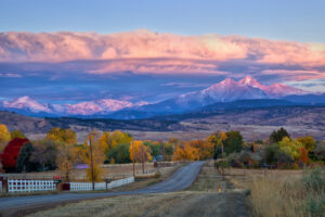 Long's Peak sunrise on a fall morning in Longmont, Colorado.