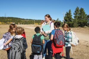 Students outside on Casper Mountain