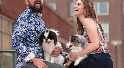 Angie Volzke, her husband and their dogs in Casper, WY