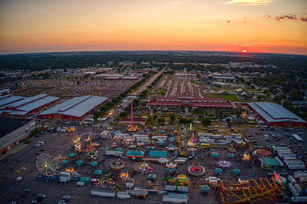 Aerial View of the Nebraska State Fair in Grand Island, Nebraska. GRand Island is a best city to live in Nebraska.