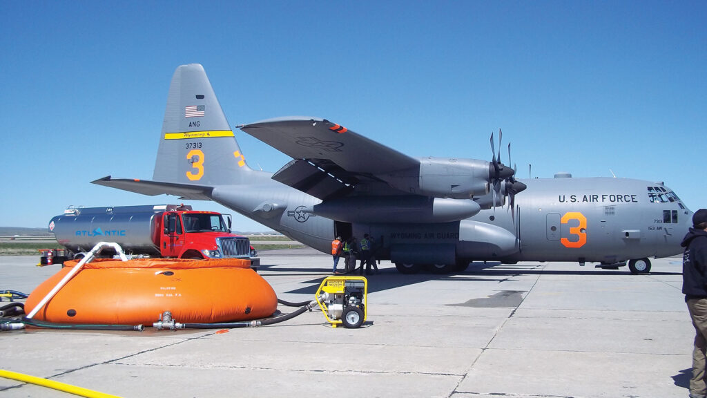 Miltary aerial fire fighting plane at Casper/Natrona International Airport