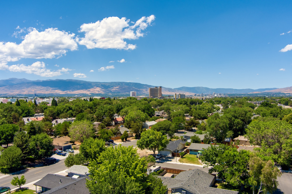 An aerial view of Sparks, Nevada. Sparks is a best place to live in Nevada.
