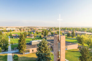 An aerial view of the University of Providence campus in Great Falls, MT.