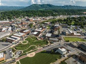 Aerial view of Johnson City, TN