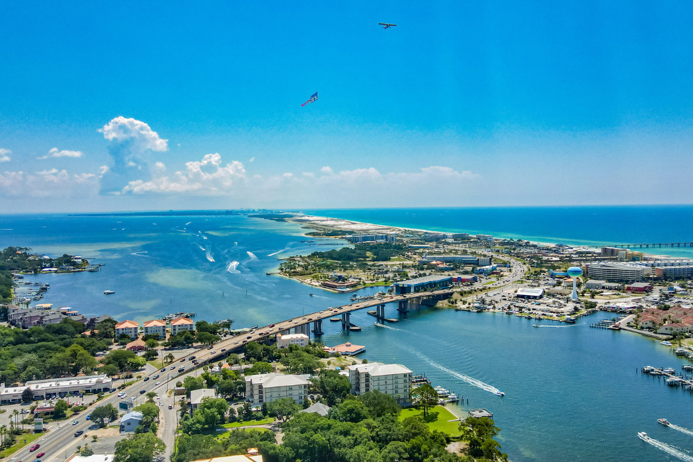 An aerial view of Fort Walton, Florida.