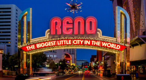 A view of the iconic welcome sign in Reno, Nevada.