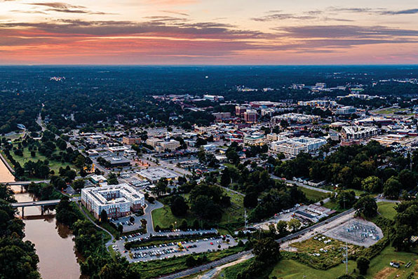 Aerial view of Greenville for Cost of Living Diaries