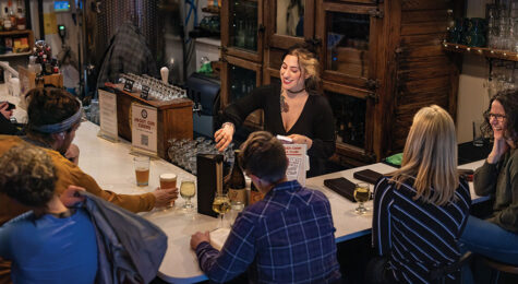 Patrons enjoy drinks made with ingredients sourced from regional farms.