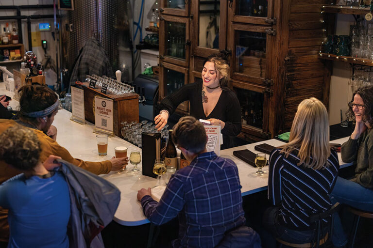 Patrons enjoy drinks made with ingredients sourced from regional farms.