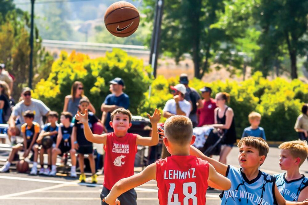 Children playing basketball