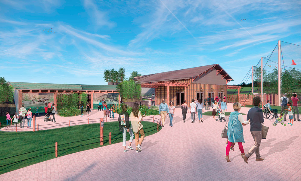 The rendering illustrates the new Amazon River’s Edge section at the Caldwell Zoo in Tyler, TX.
