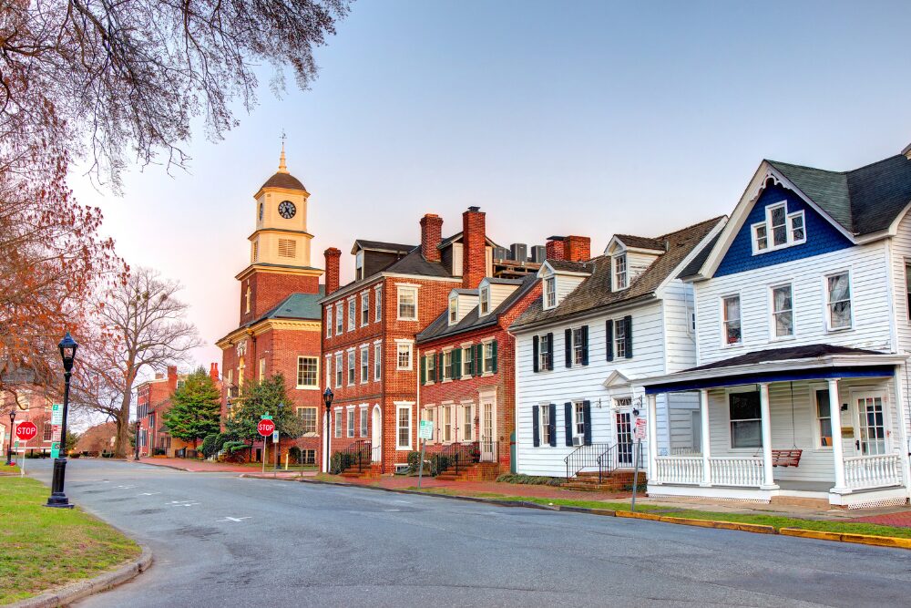 A view of the small town of Dover, Delaware.