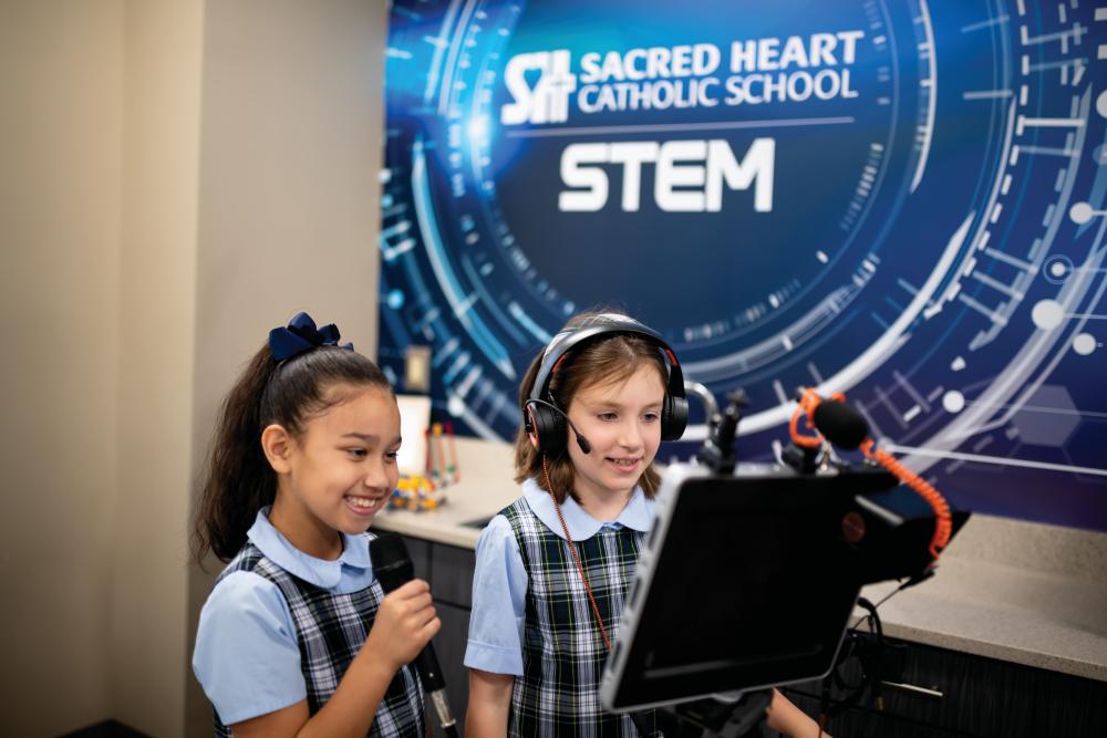 Sacred Heart Catholic School students learn how to problem-solve, collaborate and knowledge for future careers. 