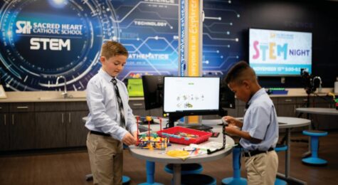 Sacred Heart Catholic School students in one of two on-site STEM labs.