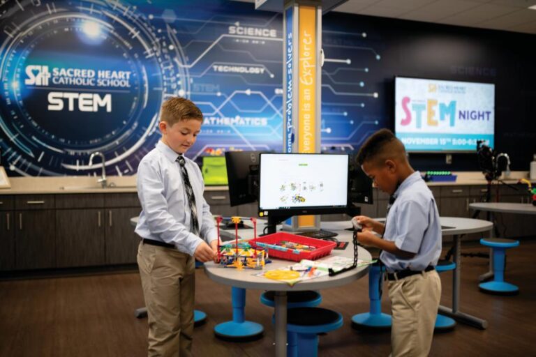 Sacred Heart Catholic School students in one of two on-site STEM labs.