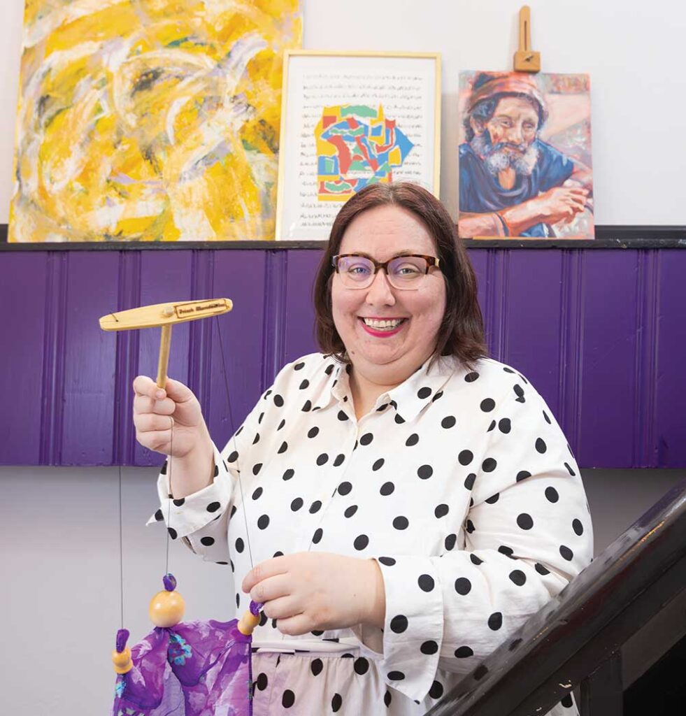 Artist Meg Shulman holds a puppet at Art on Shannon studios in downtown Jackson, Tennessee. NOTE- she did not make the puppet, it's part of her collection.