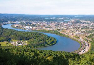 Chattanooga outdoor recreation Visitors get an aerial view of downtown Chattanooga from Signal Point in Signal Mountain, Tennessee. ©Journal Communications/Jeff Adkins