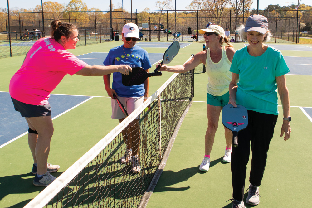 Women compete in a womenís pickleball league at Ted Wright Park in Bonaire