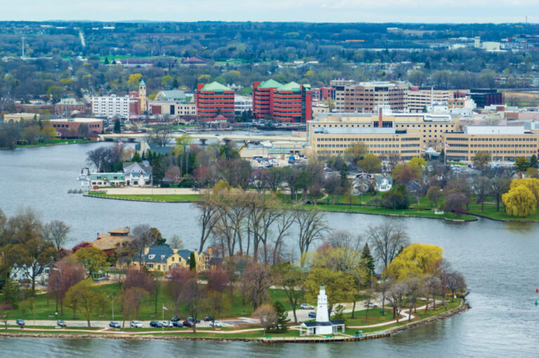 The Fox River winds through Neenah.