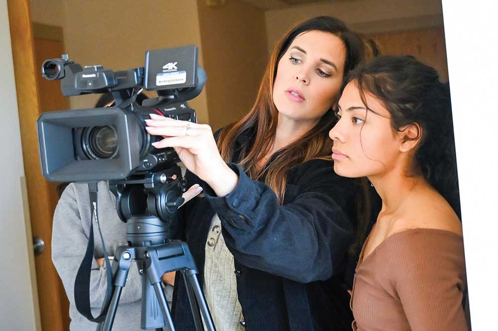Marshalltown Community School District working behind the camera in a film class.