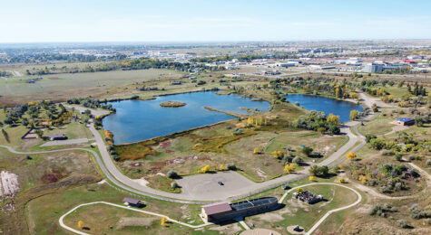 Aerial shot of Spring Lake Park in Williston, ND