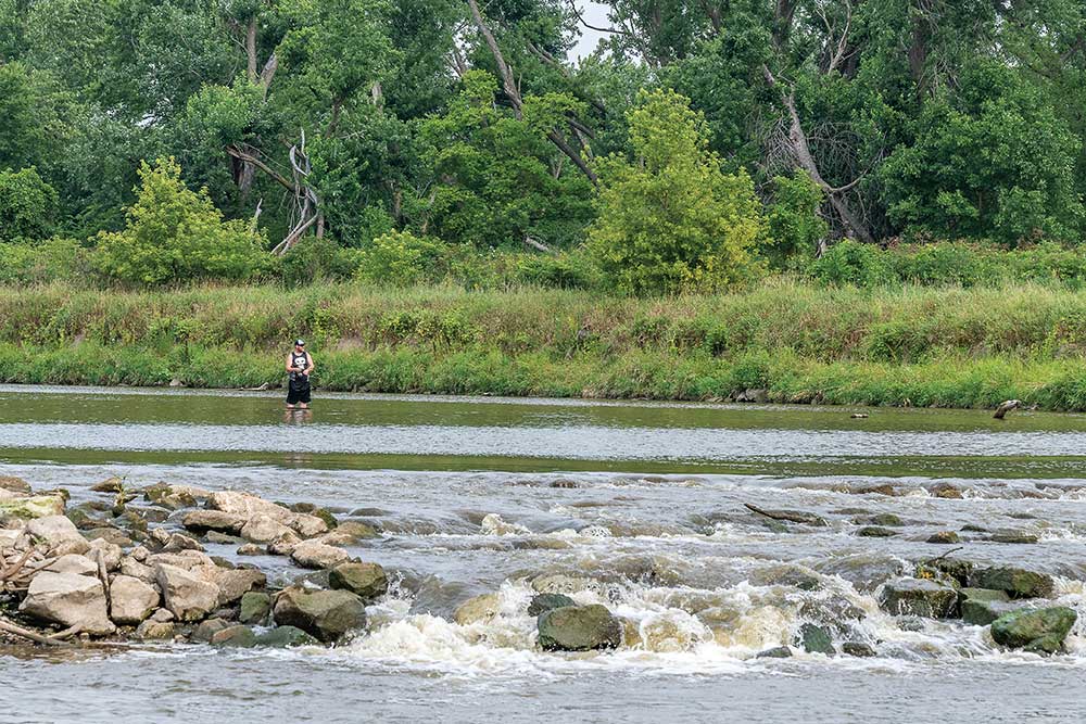 Man fishing in Marshalltown, IA.