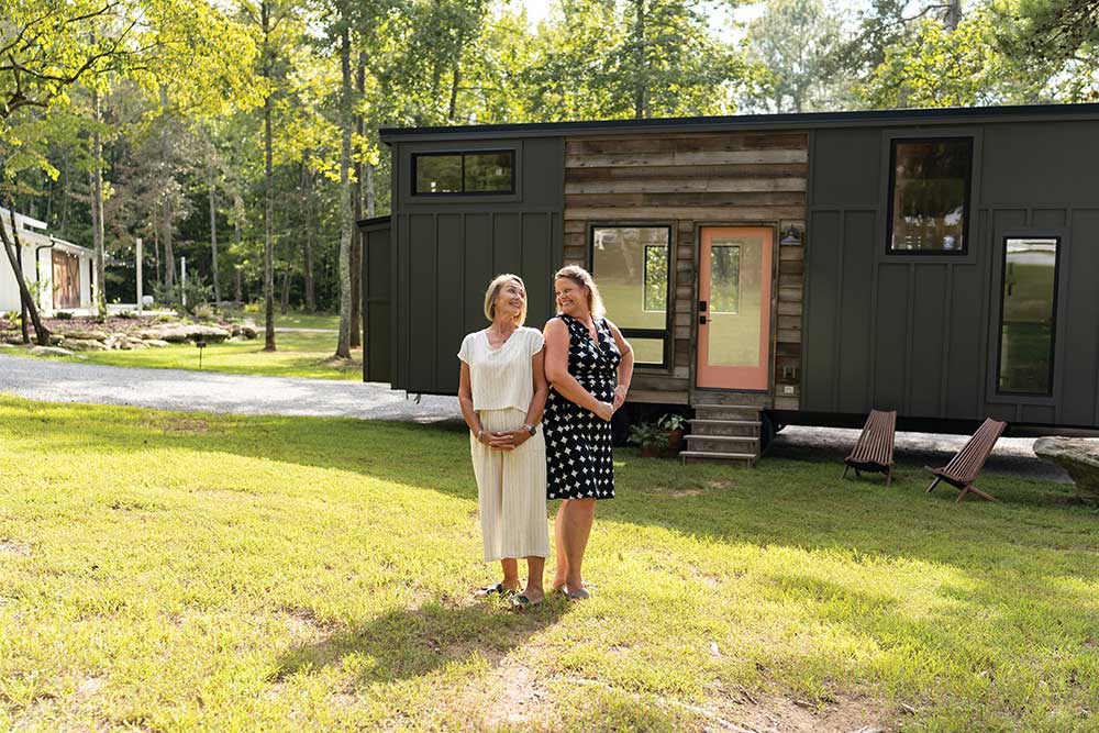 Exterior and interior views of Wind River Tiny Homes in Cleveland, TN.