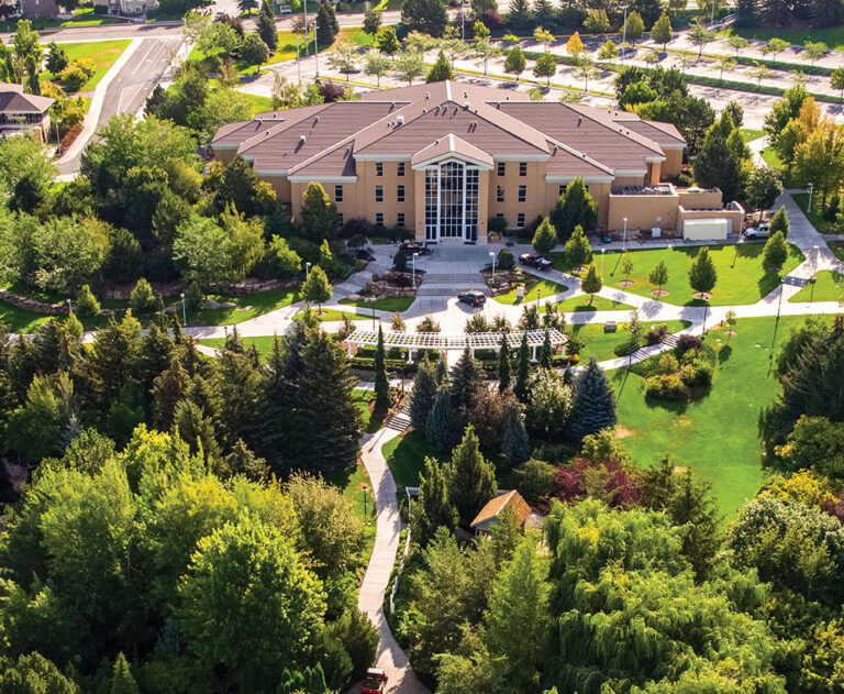Brigham Young University-Idaho’s Thomas E. Ricks Gardens and Gordon B. Hinckley Building