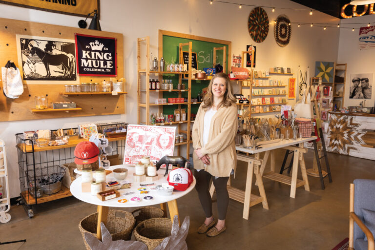 Susan Leach and her husband, Bryson, own Needle & Grain, which opened in downtown Columbia in 2017.
