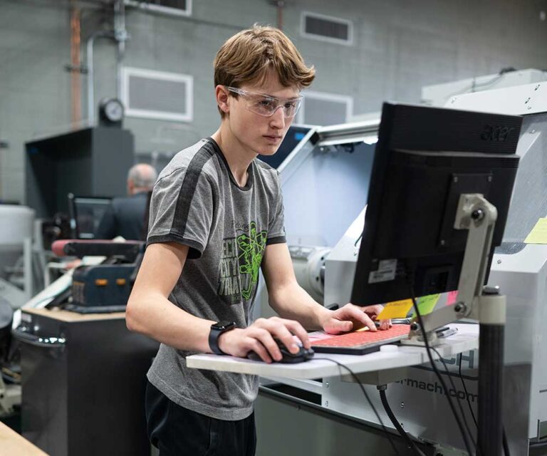 Student at work during an Advanced Manufacturing at Oak Ridge High School.