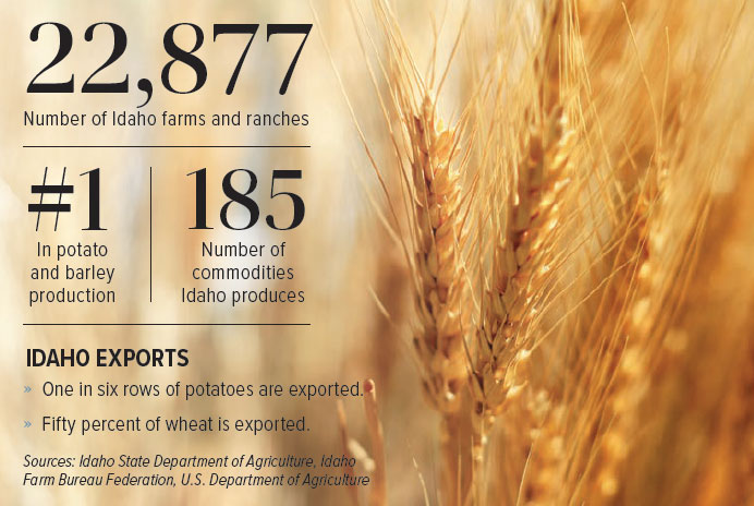 Livability infographic showing agriculture numbers in Idaho