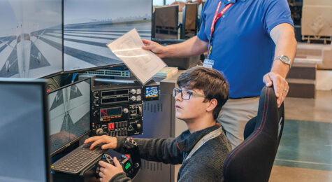 A student takes part in project-based learning at the CTE Innovation Center.