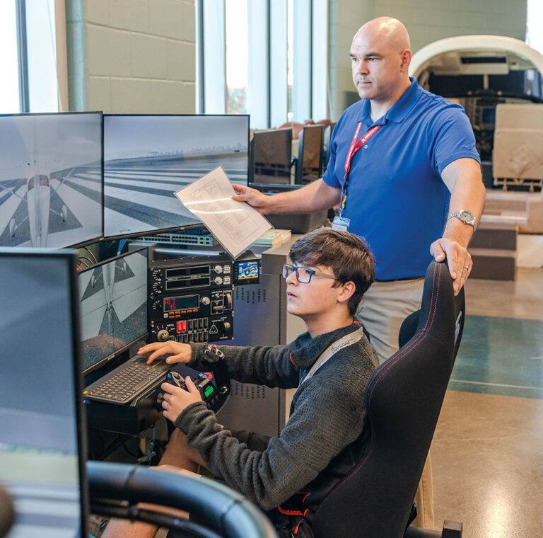 A student takes part in project-based learning at the CTE Innovation Center.
