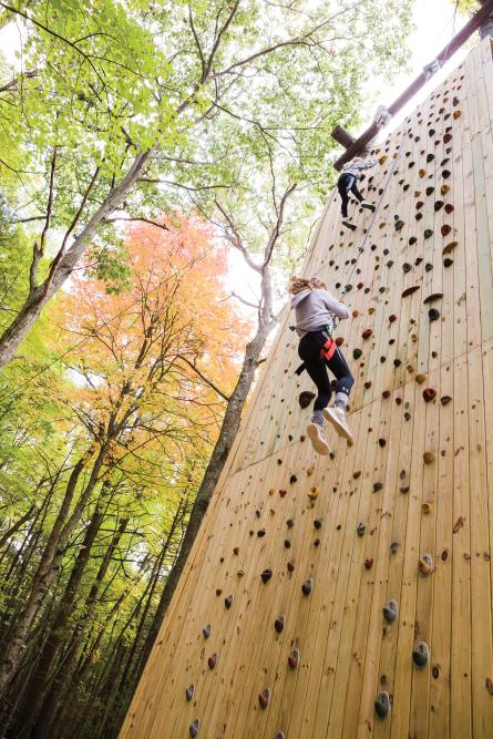 The climbing wall at Muskegon Luge Adventure Park.