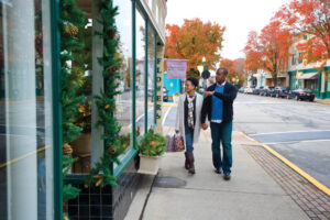 Couple window shopping in Southern Indiana community of New Albany