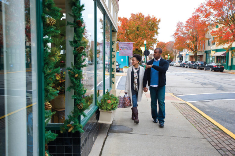 Couple window shopping in Southern Indiana community of New Albany