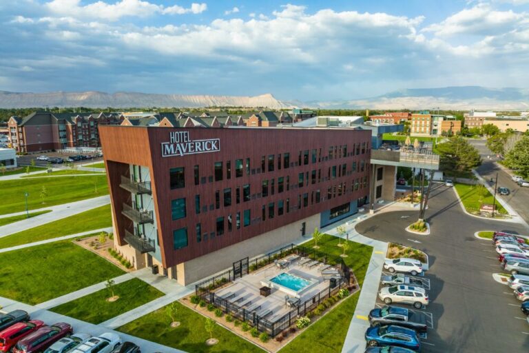 Aerial shot of Hotel Maverick