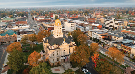 The Licking County Courthouse on the downtown square in Newark, OH.